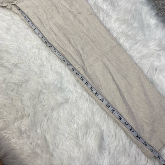 DIVINE HERITAGE XS Raglan Sleeve Utility Button-Down Jumpsuit Beige Linen Blend - Picture 14 of 16